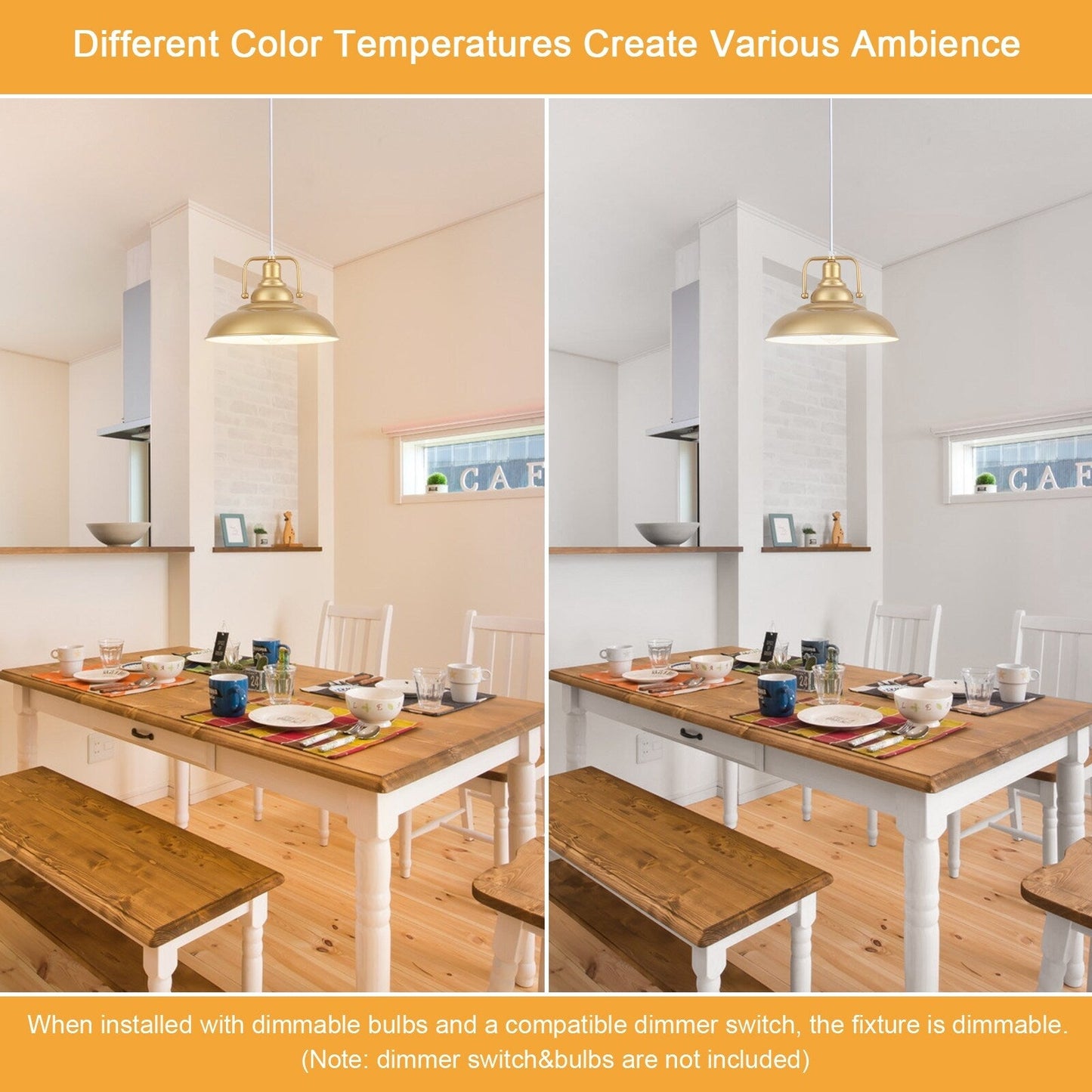 Lampada a sospensione da 60 Watt a 1 luce con paralume a cupola per isola cucina, lampadario classico semi-incassato per sala da pranzo