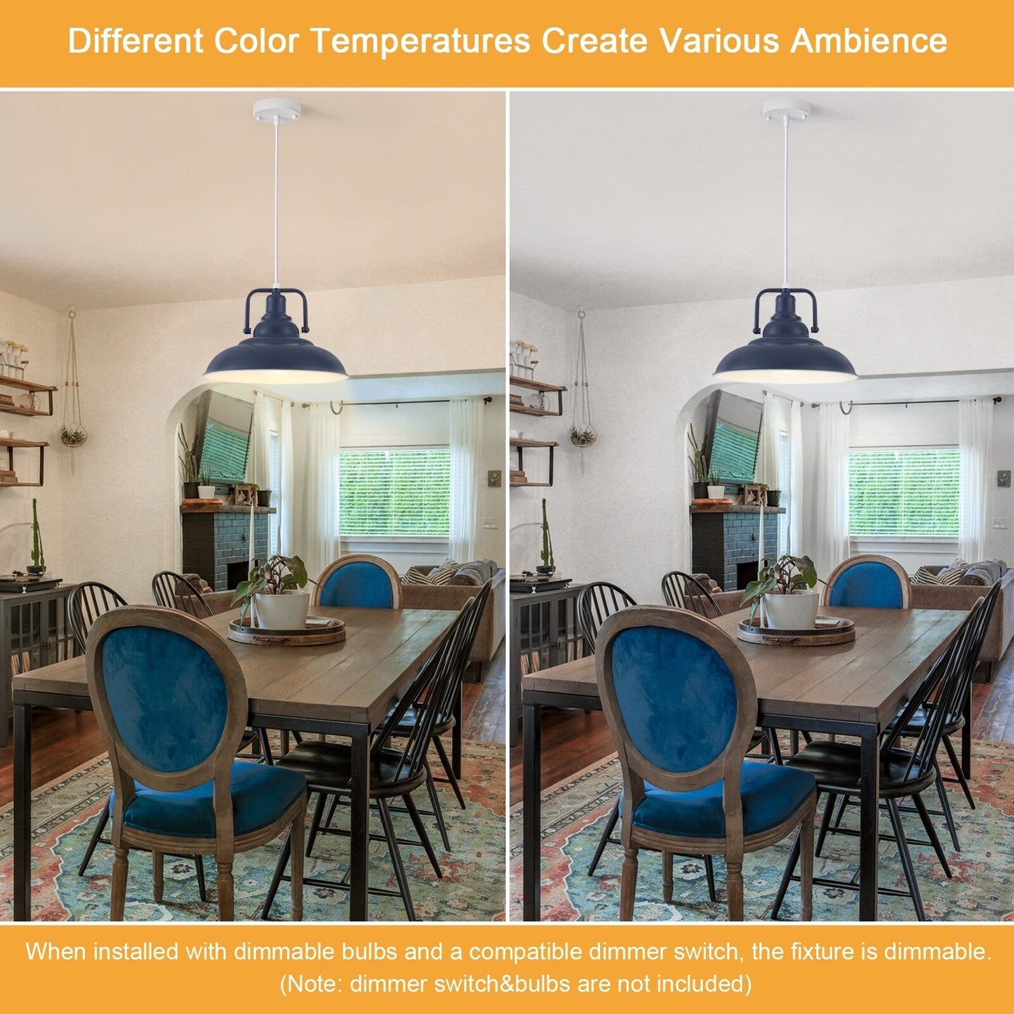 Lampada a sospensione da 60 Watt a 1 luce con paralume a cupola per isola cucina, lampadario classico semi-incassato per sala da pranzo