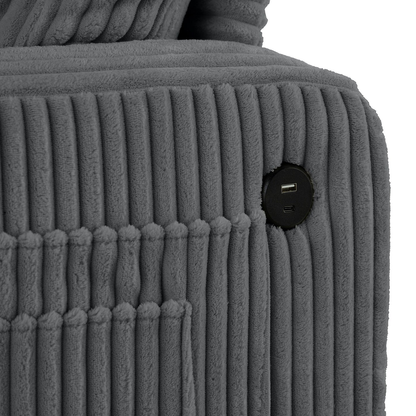 Divano a due posti in velluto a coste contemporaneo 61 con 2 cuscini e portabicchieri