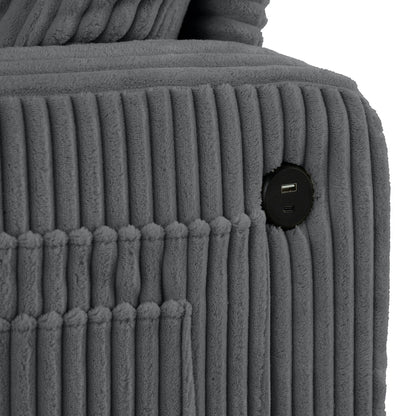 Divano a due posti in velluto a coste contemporaneo 61 con 2 cuscini e portabicchieri