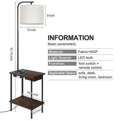 Lampada da terra da 62 pollici con scrivania portariviste - Stile cassetto