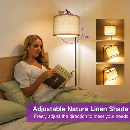 Lampada da terra da 62 pollici con tavolino quadrato porta riviste - noce