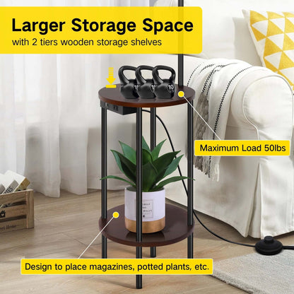 Lampada da tavolo con vassoio nero da 62'' con USB e presa