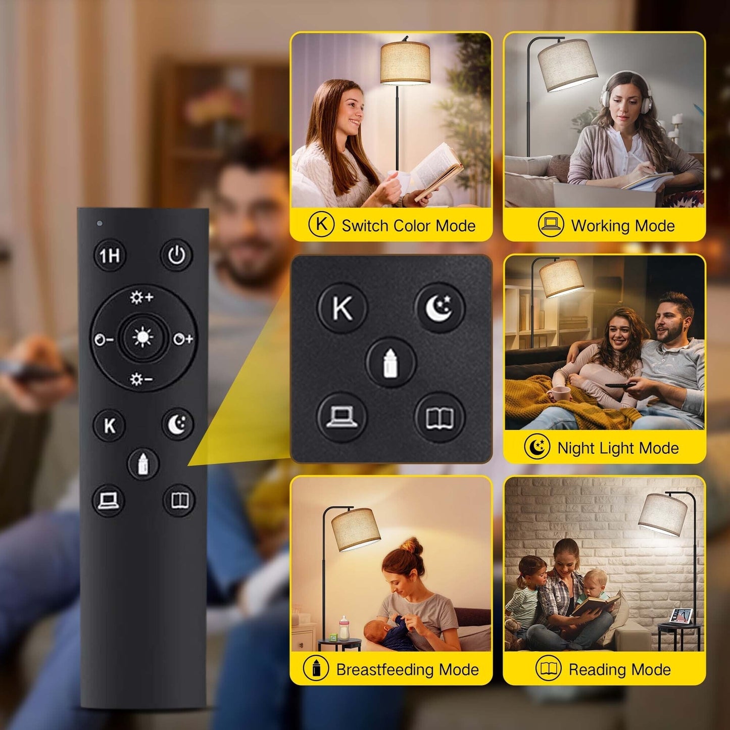 Lampada da tavolo con vassoio nero da 62'' con USB e presa