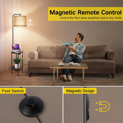 Lampada da tavolo con vassoio nero da 62'' con USB e presa