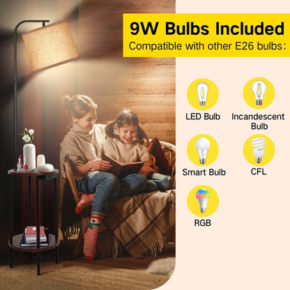 Lampada da tavolo con vassoio nero da 62'' con USB e presa