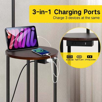 Lampada da tavolo con vassoio nero da 62'' con USB e presa