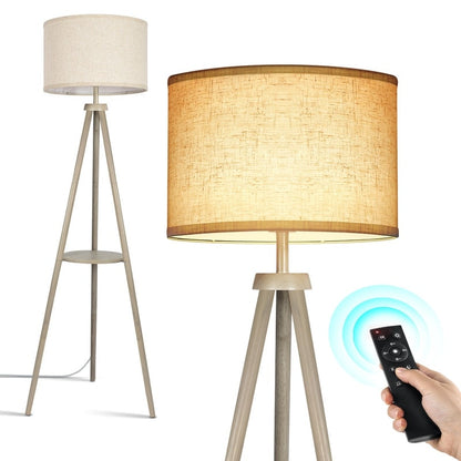 Lampada da terra con treppiede in noce da 63 pollici con gambe in legno massello e vassoio