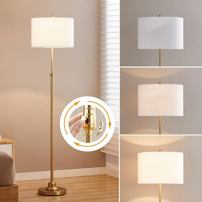 Lampada da terra orientabile standard KAWOTI 63.5 con paralume in tessuto e lino