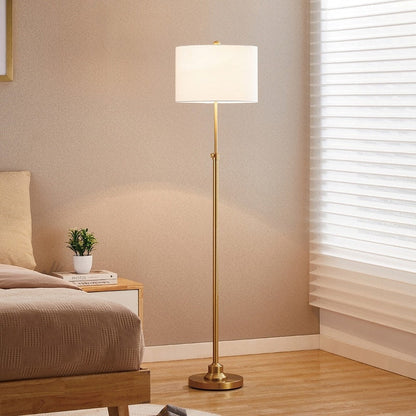 Lampada da terra orientabile standard KAWOTI 63.5 con paralume in tessuto e lino