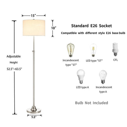 Lampada da terra orientabile standard KAWOTI 63.5 con paralume in tessuto e lino