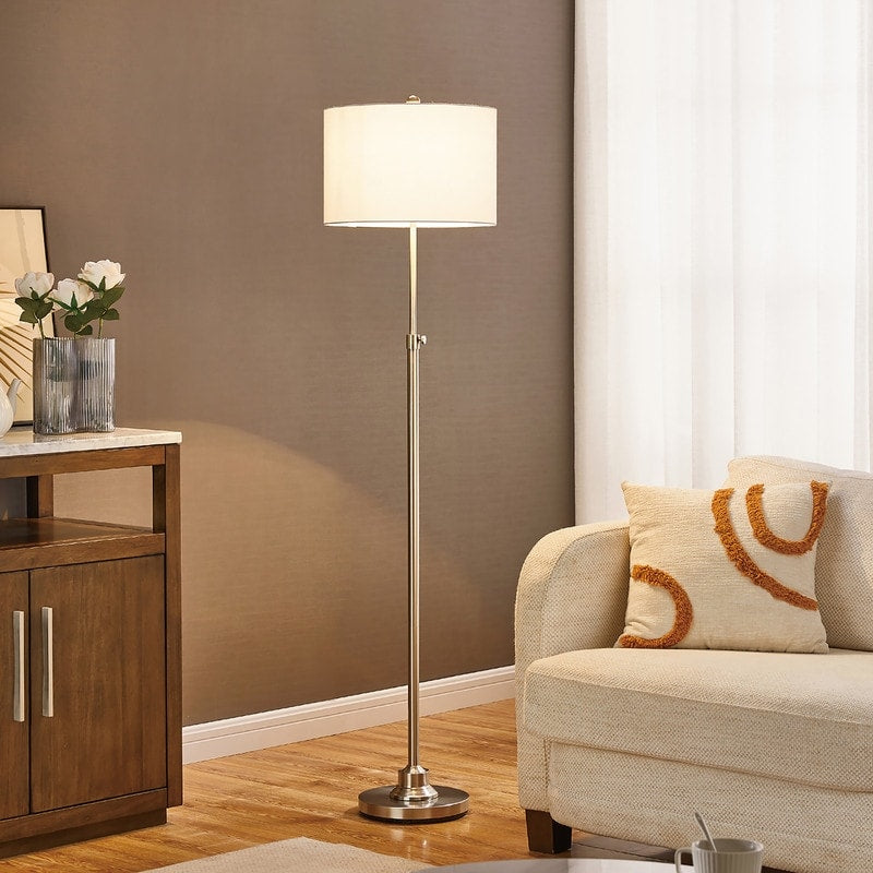 Lampada da terra orientabile standard KAWOTI 63.5 con paralume in tessuto e lino