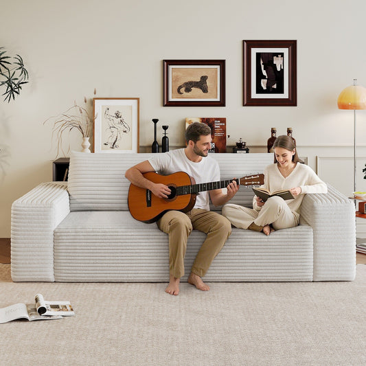 Divano 63 2Setaser, tessuto in velluto a coste, divani con seduta profonda, nessun montaggio, 1 pezzo per soggiorno, camera da letto, sala conferenze