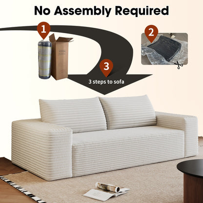 Divano 63 2Setaser, tessuto in velluto a coste, divani con seduta profonda, nessun montaggio, 1 pezzo per soggiorno, camera da letto, sala conferenze