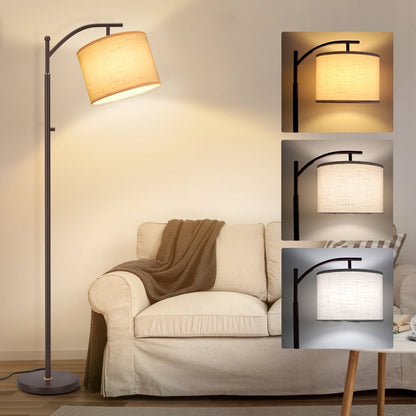 Lampada da terra ad arco 63 con paralume in tessuto di lino marrone per soggiorno