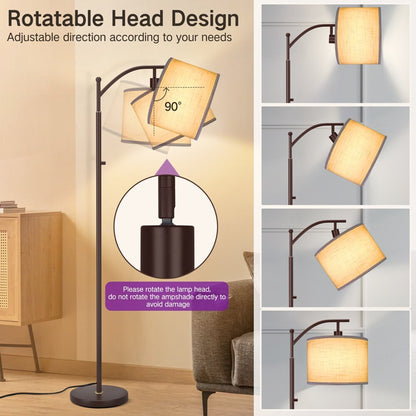 Lampada da terra ad arco 63 con paralume in tessuto di lino marrone per soggiorno