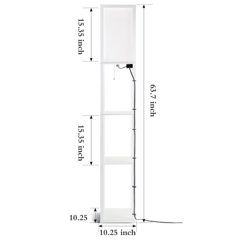 Lampada da terra 63 con ripiani - Lampada da soggiorno con ripiani in legno