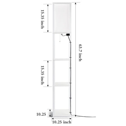 Lampada da terra 63 con ripiani - Lampada da soggiorno con ripiani in legno