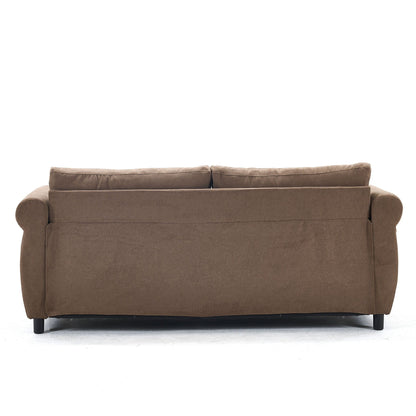 Divano letto a 3 posti in poliestere con materasso estraibile e braccioli con rivetti retrò