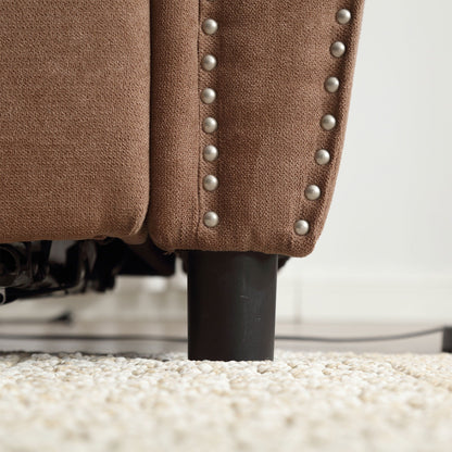 Divano letto a 3 posti in poliestere con materasso estraibile e braccioli con rivetti retrò