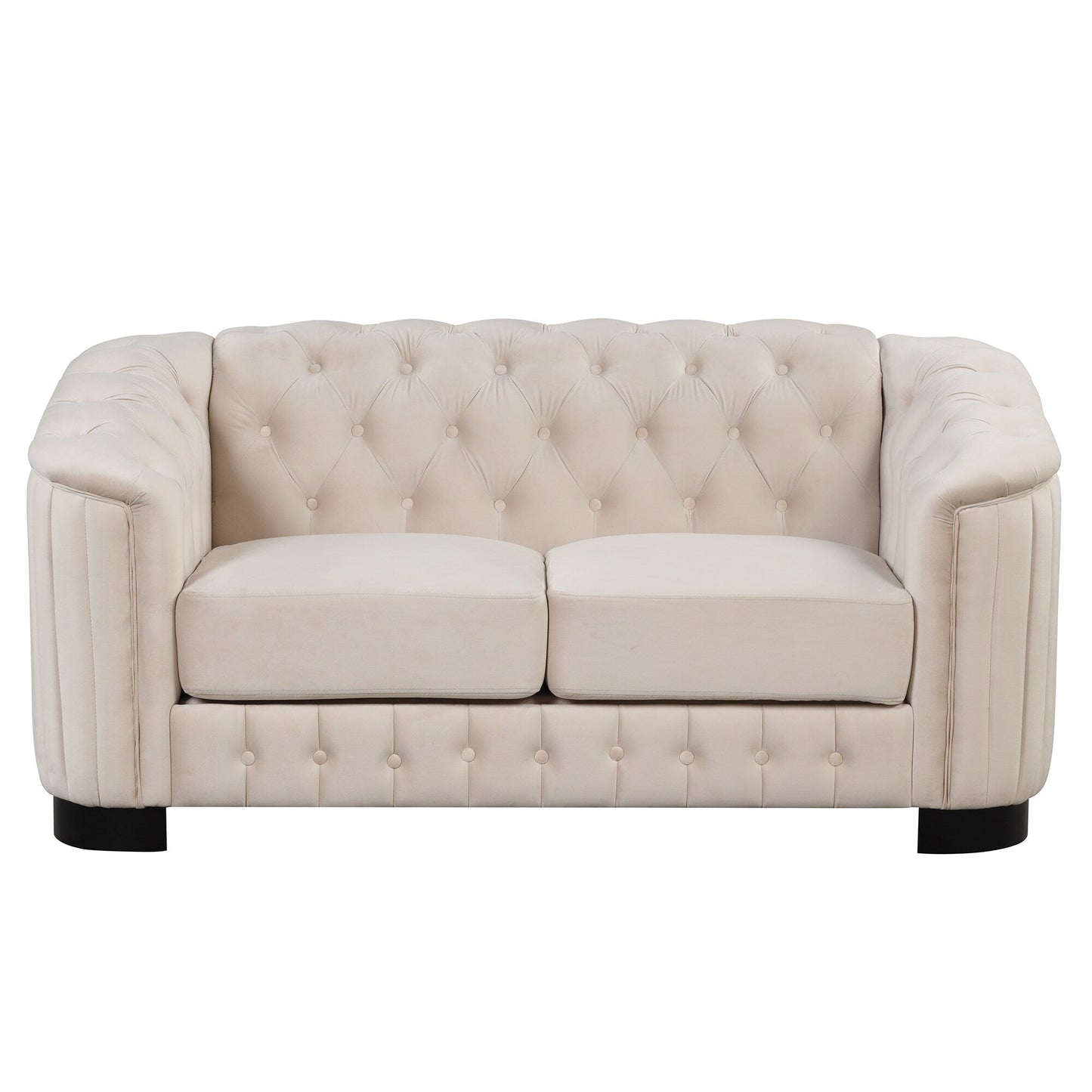 Divano a due posti imbottito in velluto 64.3, divano a due posti moderno con cuscino spesso e rimovibile, divano a due posti per 2 persone