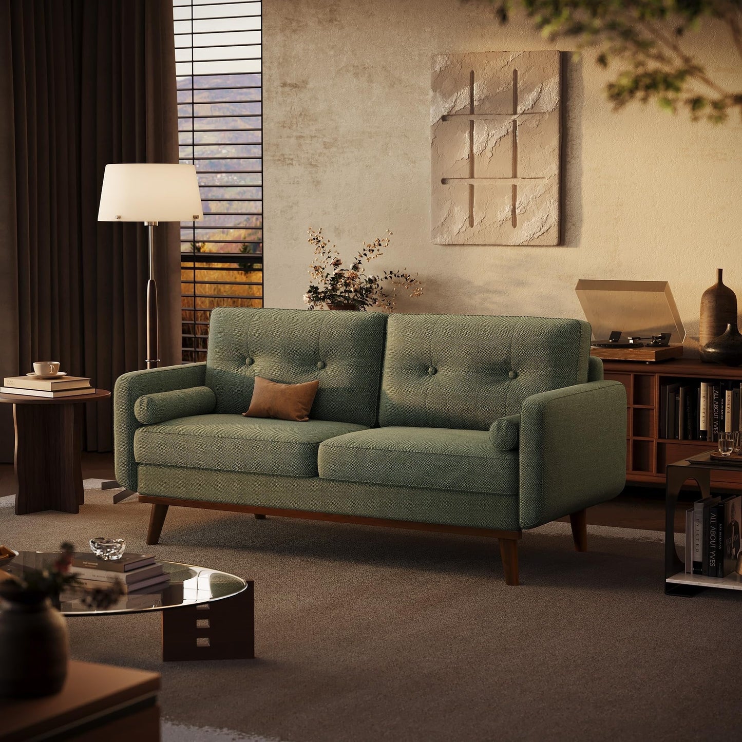 Divano a due posti da 64 pollici, divano moderno di metà secolo, comodi divani a due posti per il soggiorno