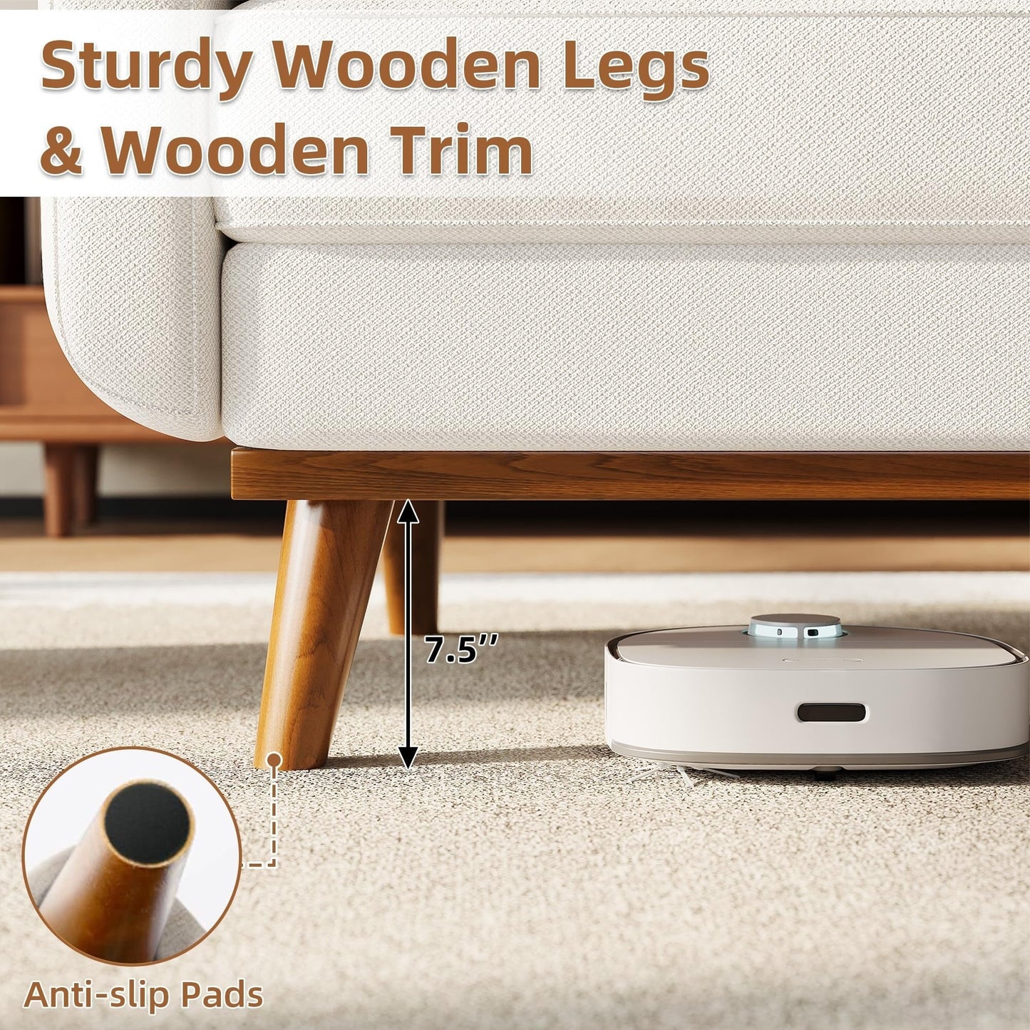 Divano a due posti da 64 pollici, divano moderno di metà secolo, comodi divani a due posti per il soggiorno