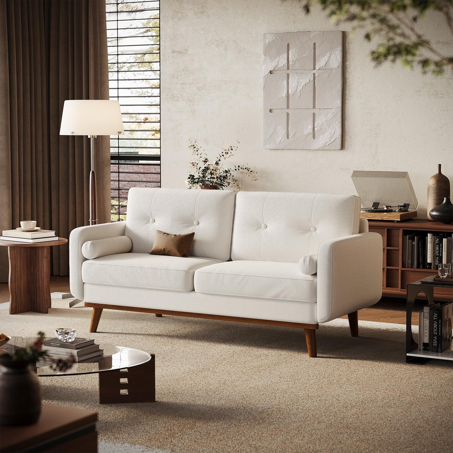 Divano a due posti da 64 pollici, divano moderno di metà secolo, comodi divani a due posti per il soggiorno