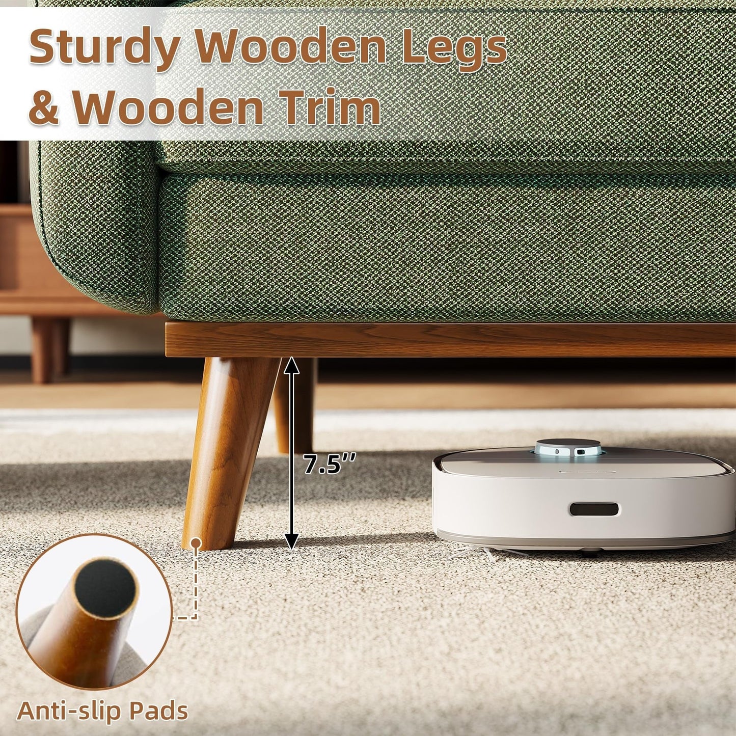 Divano a due posti da 64 pollici, divano moderno di metà secolo, comodi divani a due posti per il soggiorno