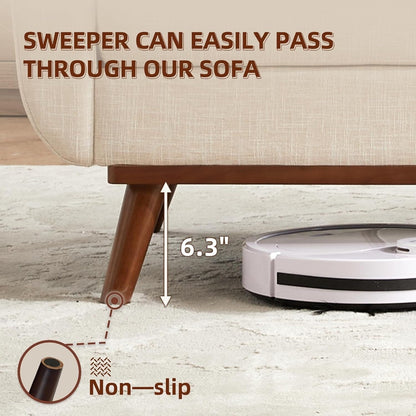 65.2 Divano a due posti Mid Century - Divano piccolo trapuntato per soggiorno e camera da letto, facile da montare (beige)