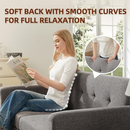 65.2 Divano a due posti Mid Century - Divano piccolo trapuntato per soggiorno e camera da letto, facile da montare (beige)