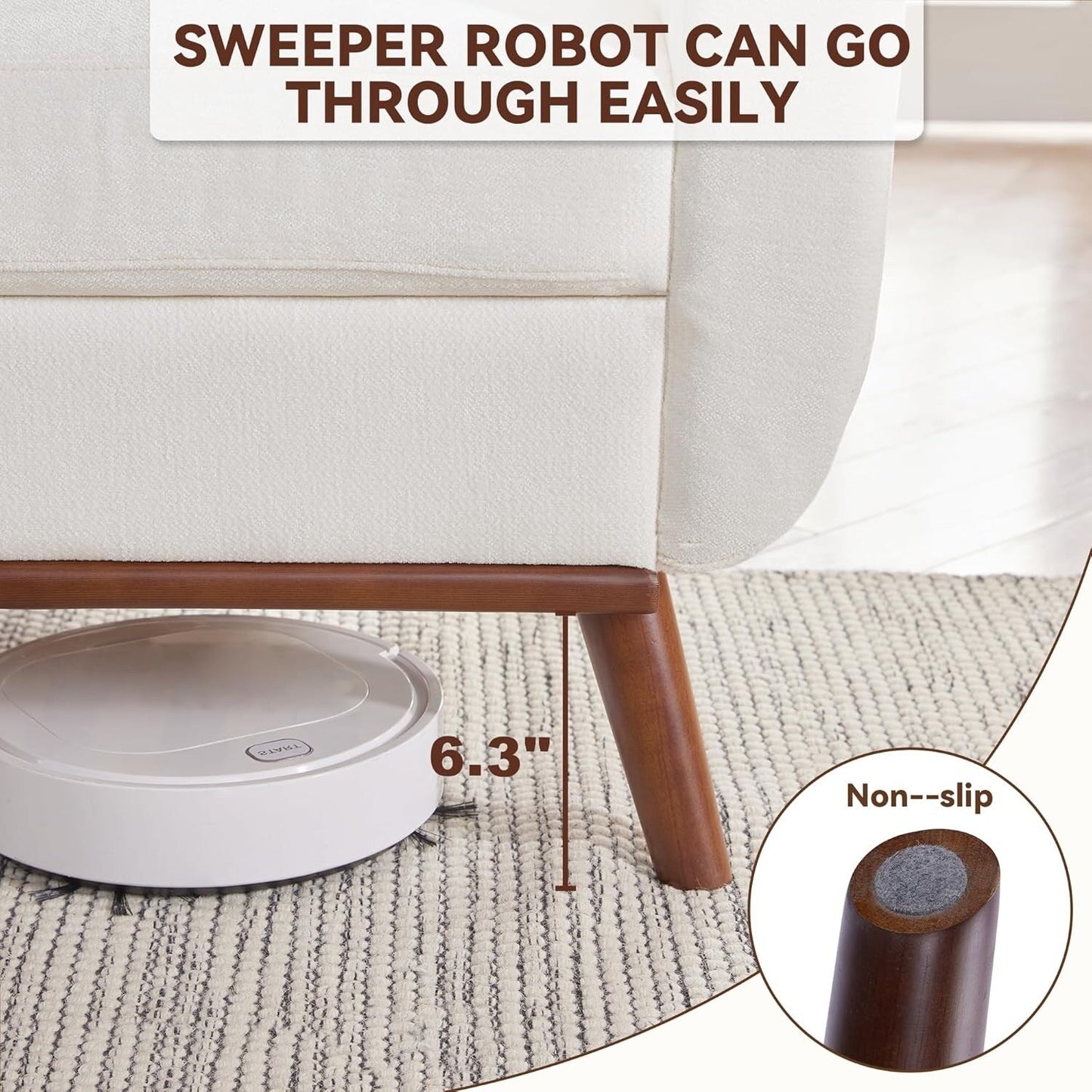 65.2 Divano a due posti Mid Century - Divano piccolo trapuntato per soggiorno e camera da letto, facile da montare (beige)