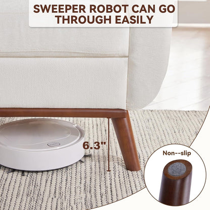 65.2 Divano a due posti Mid Century - Divano piccolo trapuntato per soggiorno e camera da letto, facile da montare (beige)