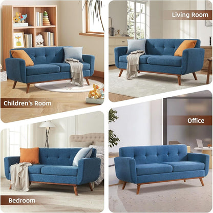 65.2 Divano a due posti Mid Century - Divano piccolo trapuntato per soggiorno e camera da letto, facile da montare (beige)