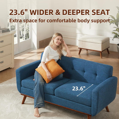 65.2 Divano a due posti Mid Century - Divano piccolo trapuntato per soggiorno e camera da letto, facile da montare (beige)