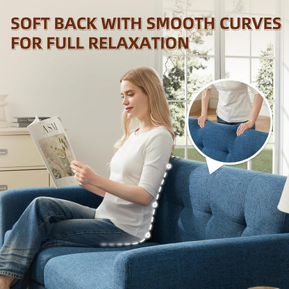 65.2 Divano a due posti Mid Century - Divano piccolo trapuntato per soggiorno e camera da letto, facile da montare (beige)