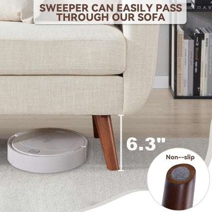 Divano a due posti Mid-Century da 65 pollici - Divano piccolo imbottito con bottoni per soggiorno e camera da letto, facile da montare, beige