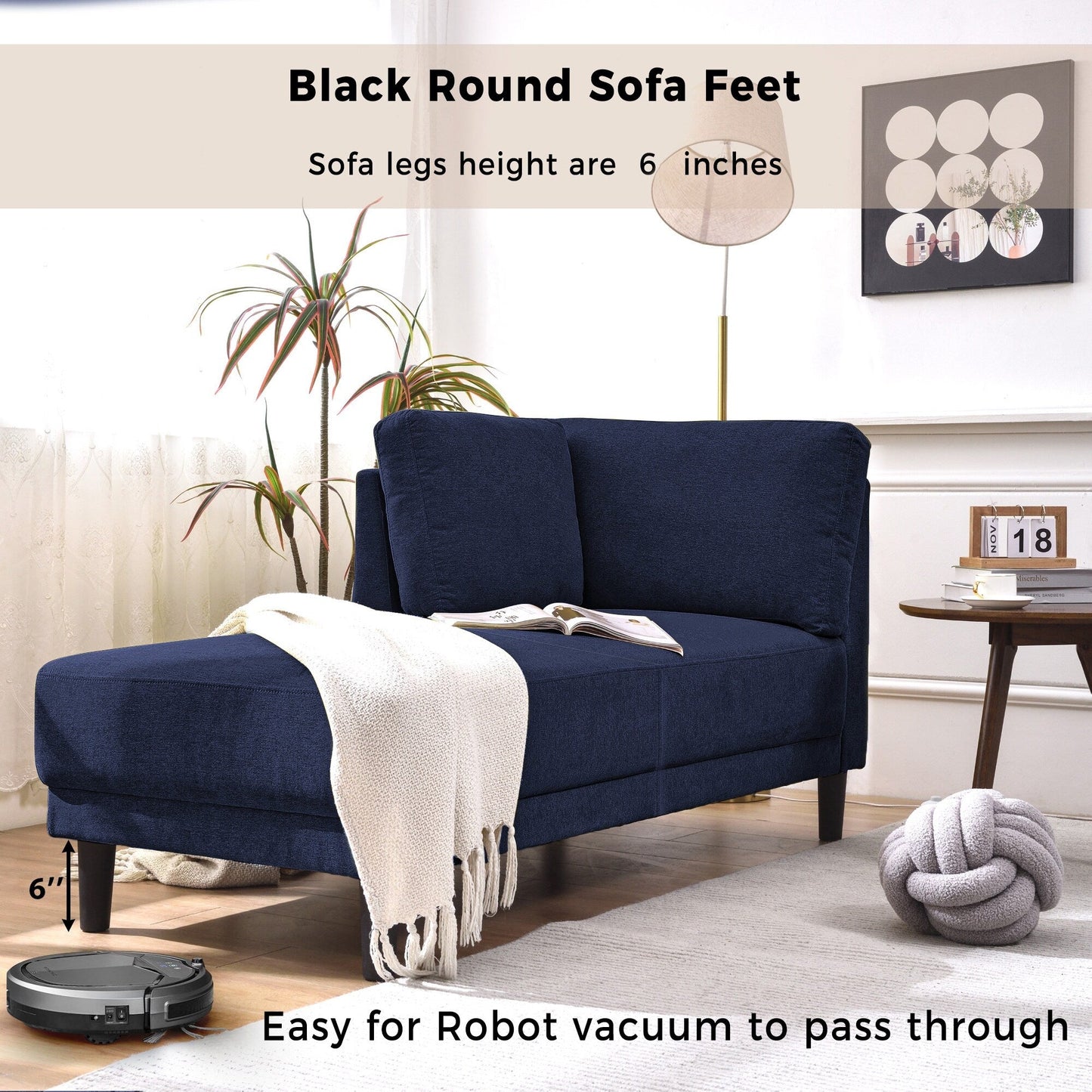 65 Chaise longue angolare moderna in lino con cuscini rimovibili, divano letto, divano per il tempo libero, chaise longue imbottita