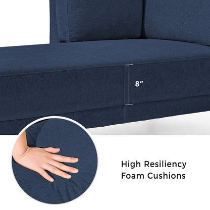 65 Chaise longue angolare moderna in lino con cuscini rimovibili, divano letto, divano per il tempo libero, chaise longue imbottita