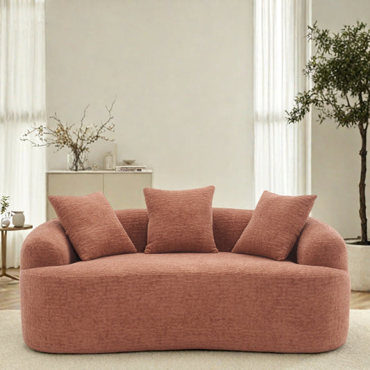 Divano a 2 posti in ciniglia da 65 pollici con facile montaggio, cuscino semirigido e capacità di peso di 300 libbre