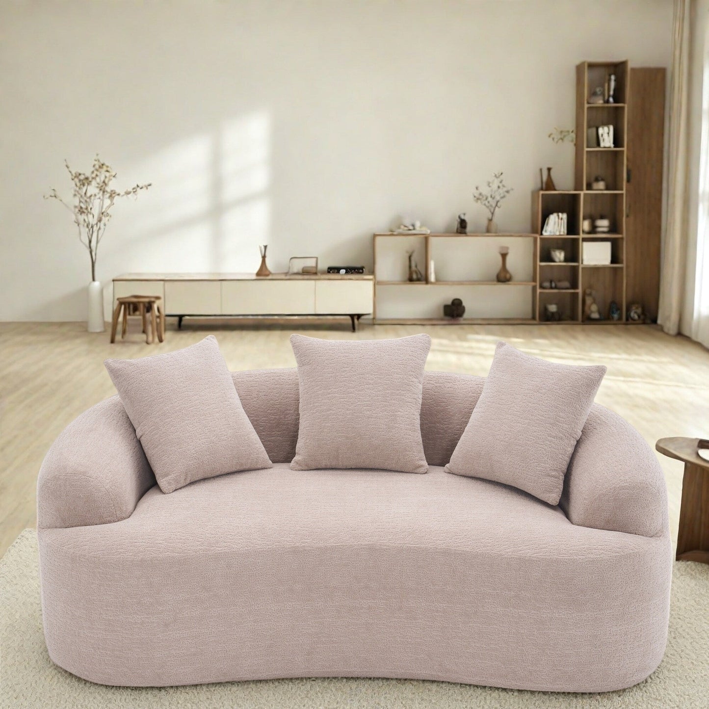 Divano a 2 posti in ciniglia da 65 pollici con facile montaggio, cuscino semirigido e capacità di peso di 300 libbre