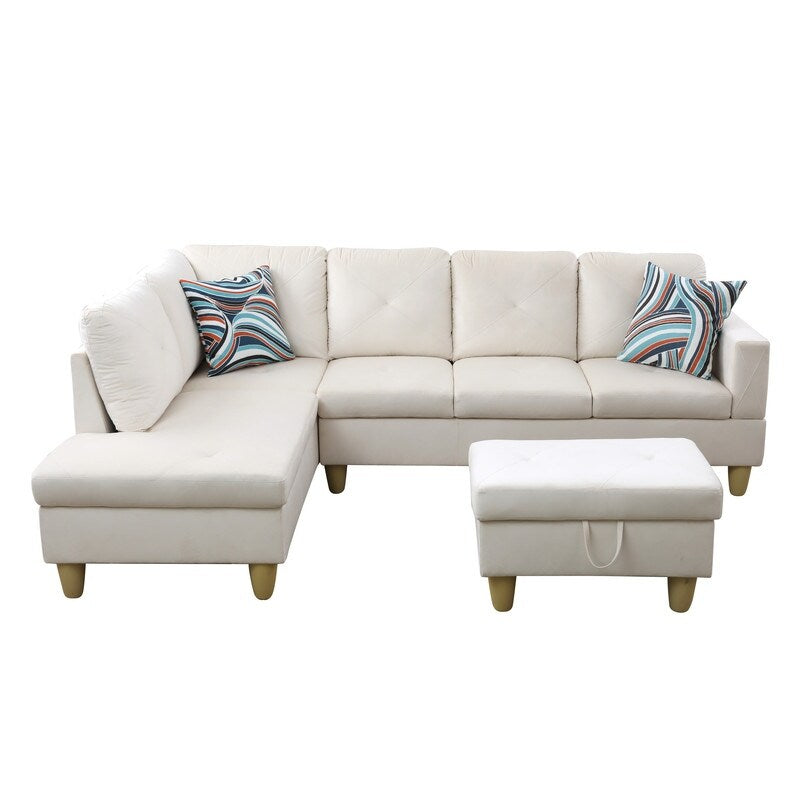 Set di divani da soggiorno in flanella bianca da 66,5 pezzi