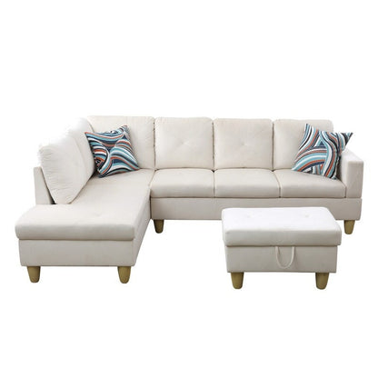 Set di divani da soggiorno in flanella bianca da 66,5 pezzi