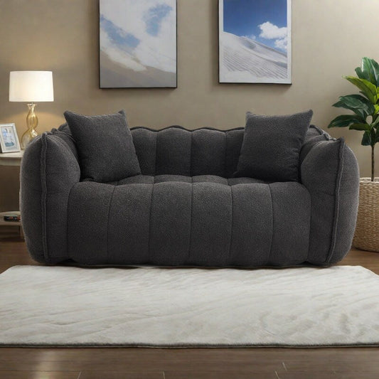 Poltrona a sacco quadrata in ciniglia da 66 pollici con anima in schiuma ad alta resilienza, braccioli e maniglia