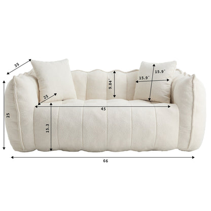 Poltrona a sacco quadrata in ciniglia da 66 pollici con anima in schiuma ad alta resilienza, braccioli e maniglia