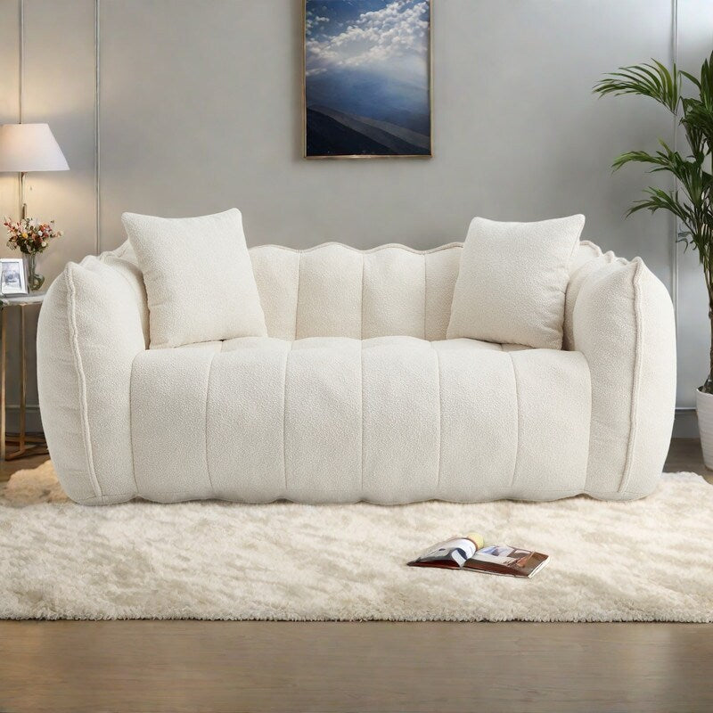 Poltrona a sacco quadrata in ciniglia da 66 pollici con anima in schiuma ad alta resilienza, braccioli e maniglia