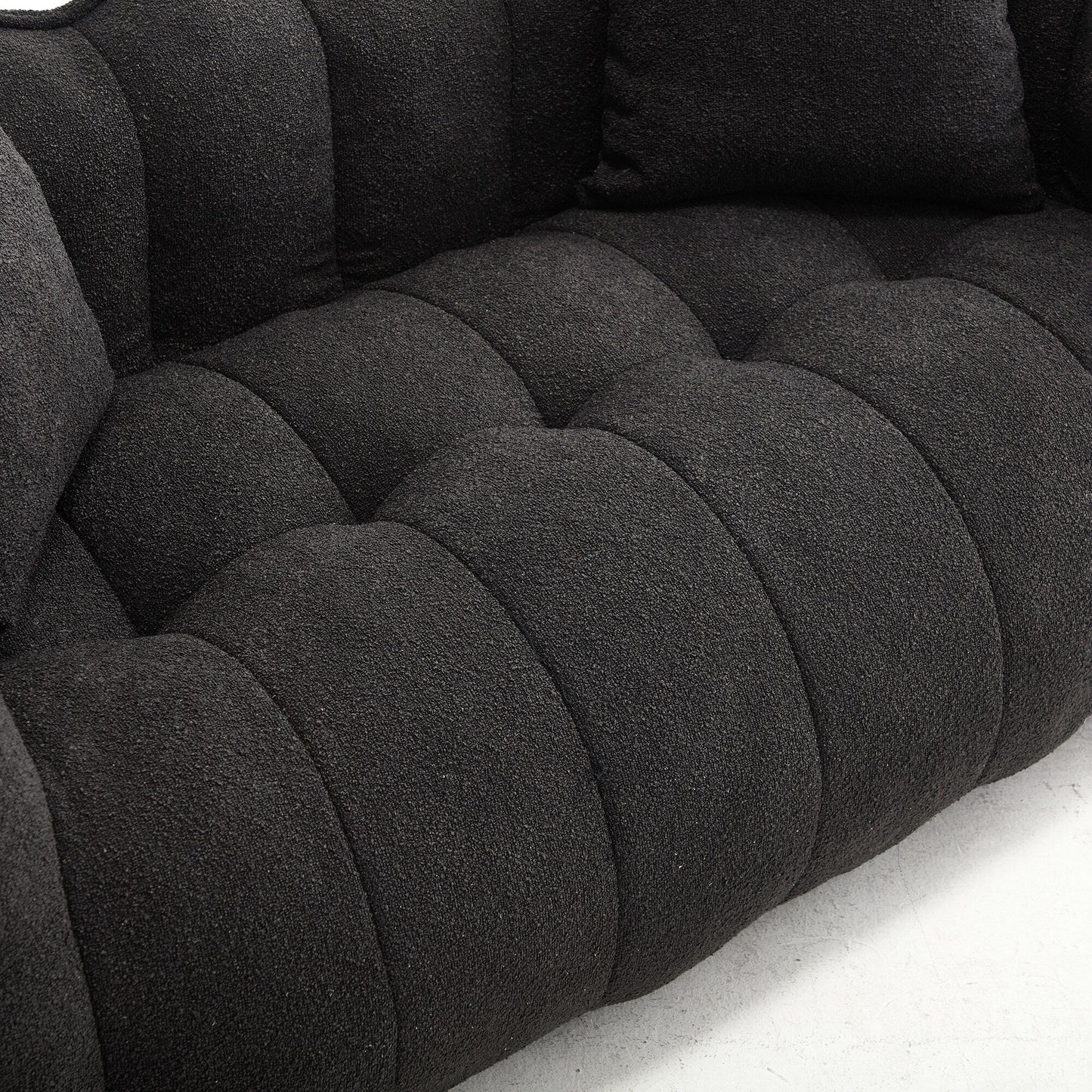 Poltrona a sacco quadrata in ciniglia da 66 pollici con anima in schiuma ad alta resilienza, braccioli e maniglia