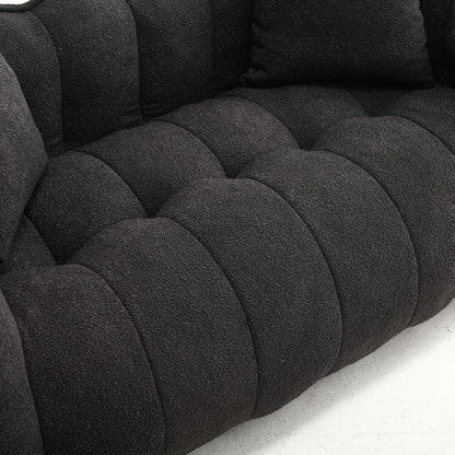 Poltrona a sacco quadrata in ciniglia da 66 pollici con anima in schiuma ad alta resilienza, braccioli e maniglia