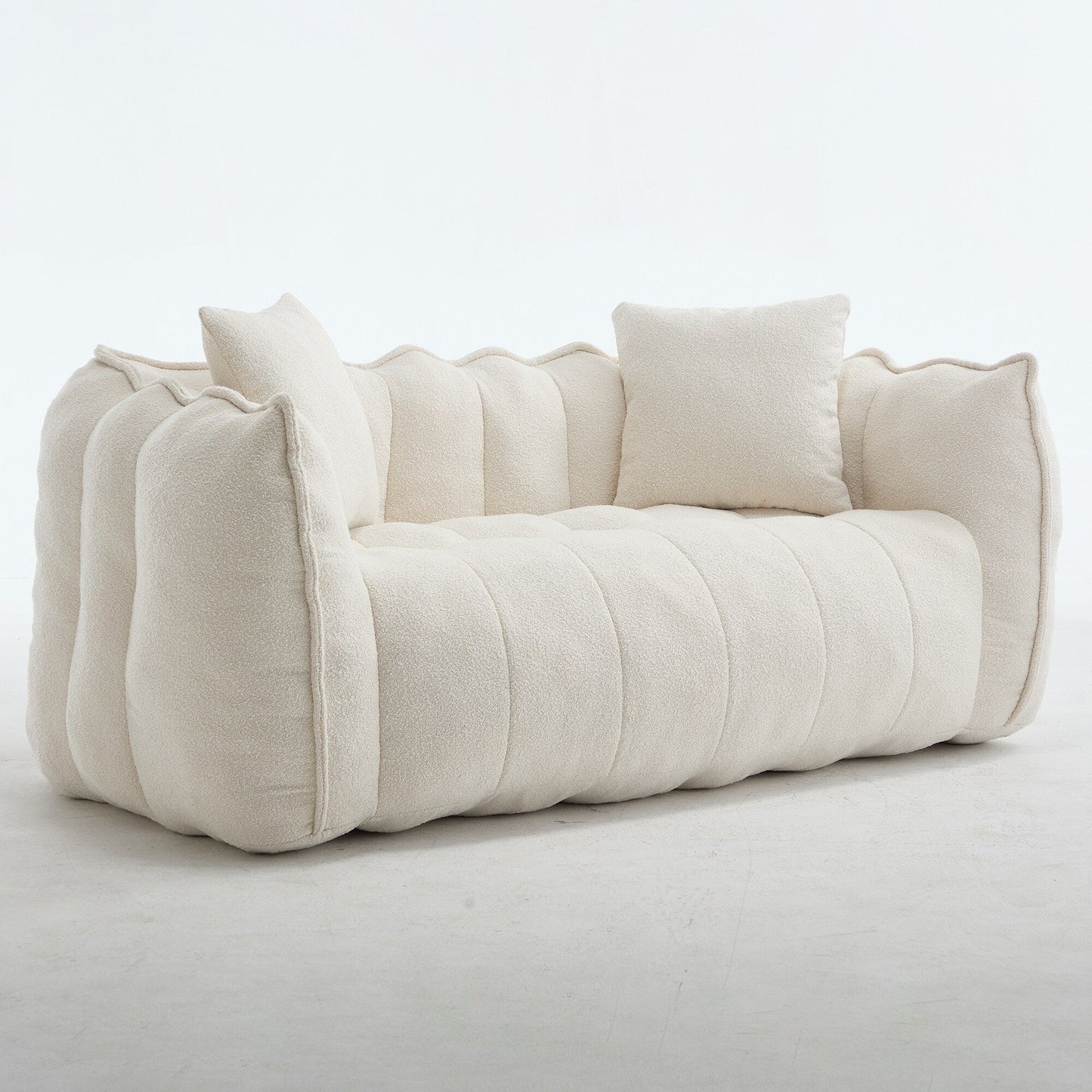 Poltrona a sacco quadrata in ciniglia da 66 pollici con anima in schiuma ad alta resilienza, braccioli e maniglia