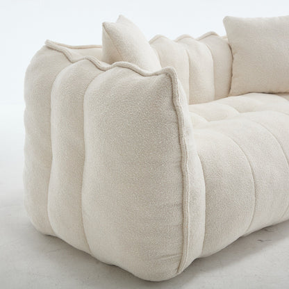 Poltrona a sacco quadrata in ciniglia da 66 pollici con anima in schiuma ad alta resilienza, braccioli e maniglia